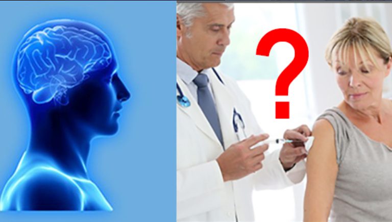 A picture of a person with a brain and a doctor.